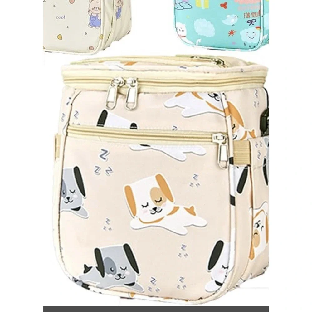 Kids Bicycle Basket - Beige Bear Bike Handlebar Bag Organizer- Puppies